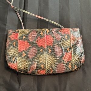 Vintage Elegant Multicolor Snakeskin Clutch/Shoulder bag